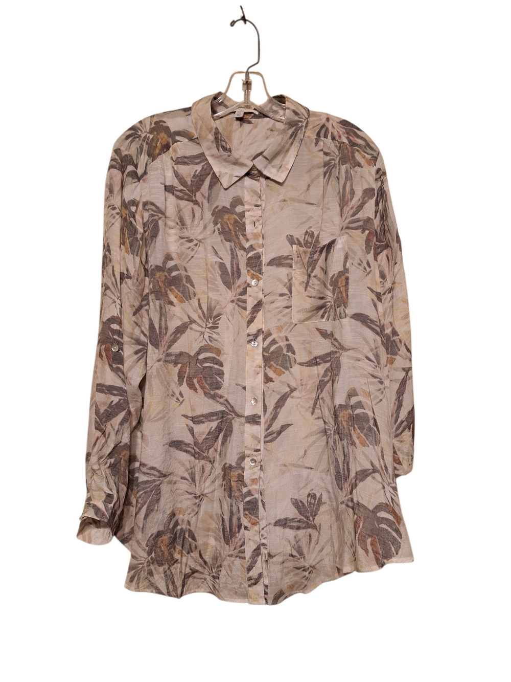 new directions Beige and Brown Tropical Print Blouse